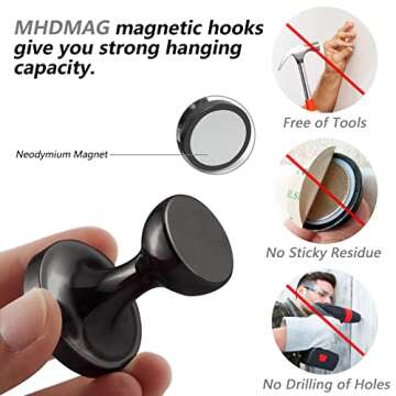 Heavy Duty MHDMAG Magnetic Hooks for Home and Office