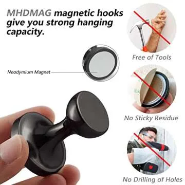 Heavy Duty MHDMAG Magnetic Hooks for Home and Office