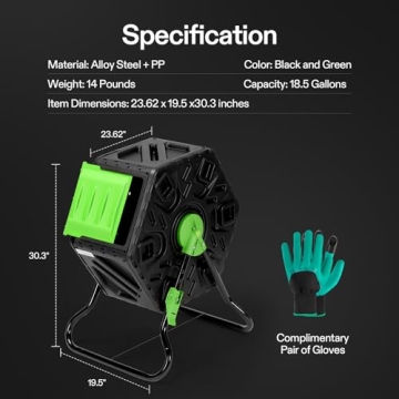 VIVOSUN 18.5 Gallon Tumbling Composter - Efficient and Durable