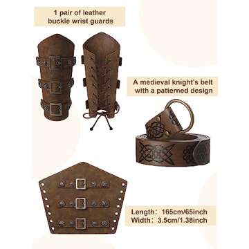 Jiuguva 4 Pcs Renaissance Costume Set: Medieval Pirate Shirt & Pants