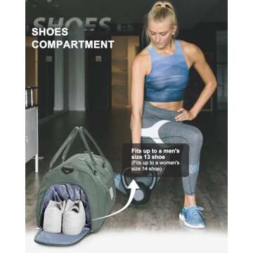 Gym BagWomens Mens with Shoes Compartment and Wet Pocket Travel Duffel Bagfor Women for Plane Sport Gym Tote Bags with Toiletry BagsWaterproof Weekend Overnight Carry on Bag Hospital Holdalls