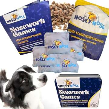 The Nosey Nose Dog Scent Training Kit - Anise Scent Zipper Pouch with Tin & Brain Puzzle Games - Nosework Scentwork Games for All Ages Dog