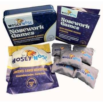The Nosey Nose Dog Scent Training Kit - Anise Scent Zipper Pouch with Tin & Brain Puzzle Games - Nosework Scentwork Games for All Ages Dog