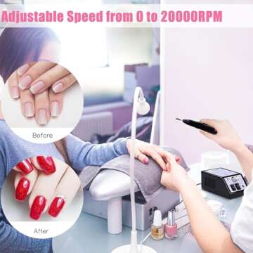 Cadrim Electric Nail Drill, Adjustable Nail File Machine Set with Sanding Bands for Manicure Pedicur...