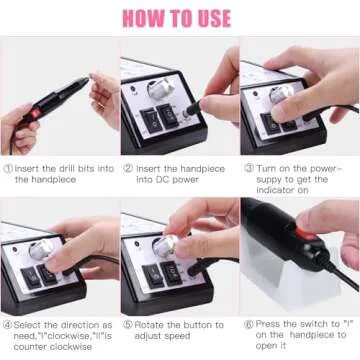 Cadrim Electric Nail Drill, Adjustable Nail File Machine Set with Sanding Bands for Manicure Pedicure Acrylic Nails Gel Glazing Nail Art Polisher (Black)