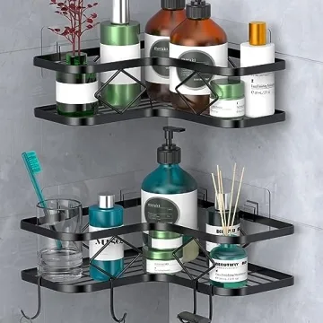 Kadolina 2 Pack Adhesive Corner Shower Caddy Shelf – Rustproof and Easy to Install Storage Solutio...