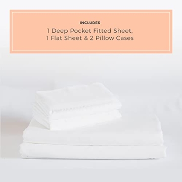 PeachSkinSheets Classic White Sheet Set - 1500tc Level of Softness - Extra Soft Cooling Sheets for Hot Sleepers and Night Sweats - Queen Size