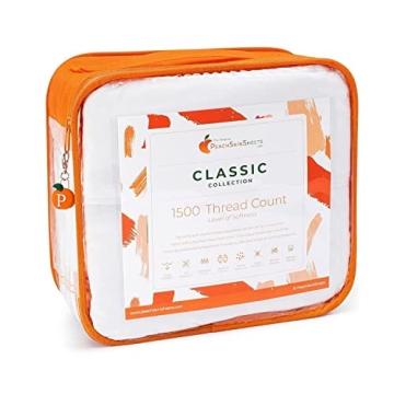 PeachSkinSheets Classic White Sheet Set - 1500tc Level of Softness - Extra Soft Cooling Sheets for Hot Sleepers and Night Sweats - Queen Size