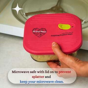 AI LOVE PEACE Glass Lunch Containers for Women Adults, Microwave Safe Glass Lunch Box, Leak Proof Re...