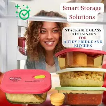 AI LOVE PEACE Glass Lunch Containers for Women Adults, Microwave Safe Glass Lunch Box, Leak Proof Reusable Containers with Airtight lid for Leftovers, Snacks, and Meals, 26 oz. (Red)