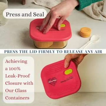 AI LOVE PEACE Glass Lunch Containers for Women Adults, Microwave Safe Glass Lunch Box, Leak Proof Reusable Containers with Airtight lid for Leftovers, Snacks, and Meals, 26 oz. (Red)