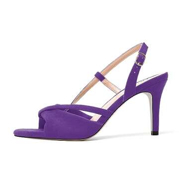 NUMALEO Women's Slingback Open Toe Comfortable Buckle Suede 3.3 Inch Fashion High Heel Night Club St...