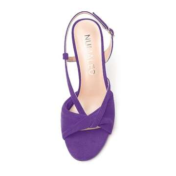 NUMALEO Women's Slingback Open Toe Comfortable Buckle Suede 3.3 Inch Fashion High Heel Night Club Stiletto Heeled Sandals Purple Size 8.5 - Calzado para Mujer Tacon