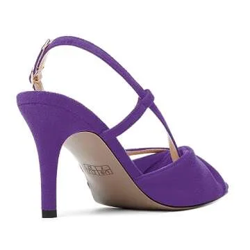 NUMALEO Women's Slingback Open Toe Comfortable Buckle Suede 3.3 Inch Fashion High Heel Night Club Stiletto Heeled Sandals Purple Size 8.5 - Calzado para Mujer Tacon