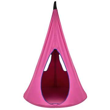 Sorbus Pod Swing for Kids - Durable Hanging Hammock Chair w/Adjustable Rope - 2 Windows & 1 Entrance - Tree Tent Sensory Swing for Kids Indoor Outdoor Use - 250lbs Sturdy Nest Swing - (Pink)