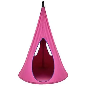 Sorbus Pod Swing for Kids - Durable Hanging Hammock Chair w/Adjustable Rope - 2 Windows & 1 Entrance - Tree Tent Sensory Swing for Kids Indoor Outdoor Use - 250lbs Sturdy Nest Swing - (Pink)
