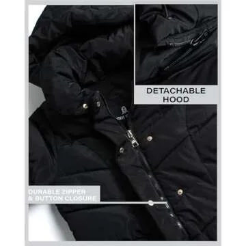 Steve Madden Women's Long Heavy Weight Puffer Jacket, Black, Medium