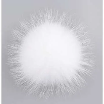 Stylish White Cashmere Beanie Hat and Pom Pom