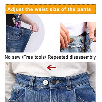 Button Pins for Jeans - No Sew, Adjustable Replacement Set