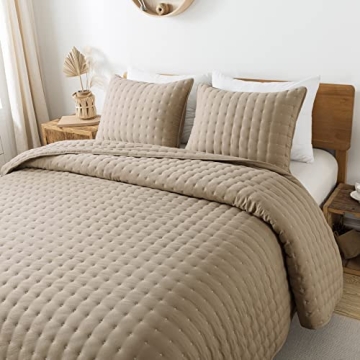 WDCOZY Beige Queen Size Quilt Set - Soft, Lightweight, All-Season Comfort