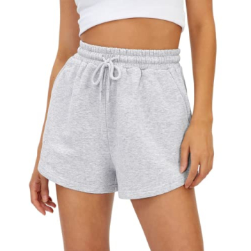AUTOMET Women’s Casual Summer Sweat Shorts with Pockets in Grey