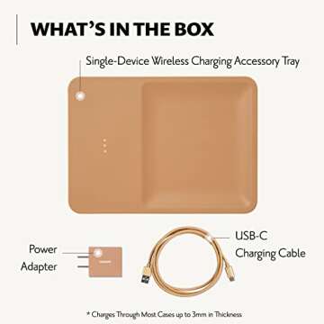 Courant CATCH:3 Classics - Italian Leather Wireless Charging Station and Valet Tray (Cortado)- Compatible with iPhone 16, 15, 14, 13, 12, 11, Galaxy S24, S23, S22, S21, S20, Note, AirPods, AirPods Pro