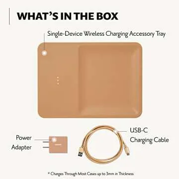 Courant CATCH:3 Classics - Italian Leather Wireless Charging Station and Valet Tray (Cortado)- Compatible with iPhone 16, 15, 14, 13, 12, 11, Galaxy S24, S23, S22, S21, S20, Note, AirPods, AirPods Pro