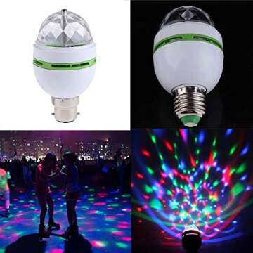 2-Pack Rotating LED Strobe Bulb RGB Multi Changing Color Crystal Stage Light, E27 AC 85-265V LED Fun Light Bulb Party Lights for Disco, Birthday Party Club Bar, Indoor & Outdoor Parties