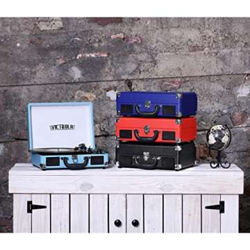 Victrola Vintage 3-Speed Bluetooth Portable Suitcase Record Player with Built-in Speakers | Upgraded...