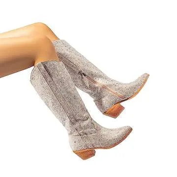 Sparkly Cowgirl Boots with Rhinestones - Atuelang Fashion