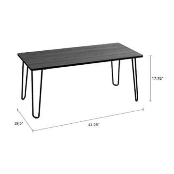 Coffee Table with Hairpin Legs - Modern Industrial Style Home Decor - Woodgrain-Look and Steel Accen...