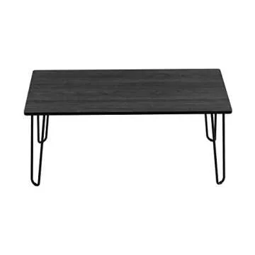 Coffee Table with Hairpin Legs - Modern Industrial Style Home Decor - Woodgrain-Look and Steel Accent Living Room Furniture by Lavish Home (Black)