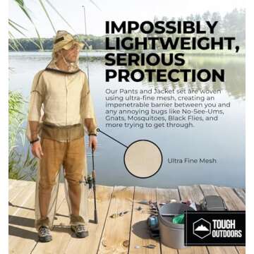 Tough Outdoors Mosquito Suit, Bug Jacket with Hood & Bug Pants, for Women & Men, Full Body Mosquito ...