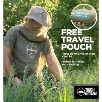 Tough Outdoors Mosquito Suit, Bug Jacket with Hood & Bug Pants, for Women & Men, Full Body Mosquito Net Suit for Gardening & Outdoor Protection - Green/Jacket + Pants Set, Large - Extra Large