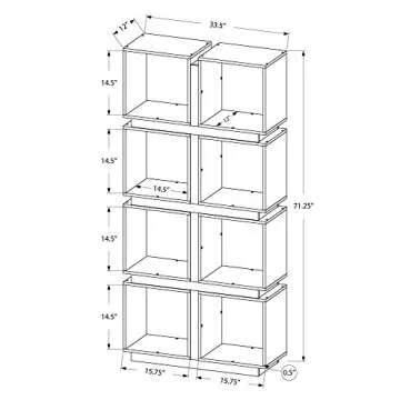Monarch Specialties White/Grey Hollow-Core Bookcase, 71-Inch