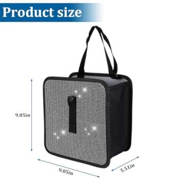 BELOMI Car Foldable Trash Can - Stylish Rhinestone Design for Vehicles