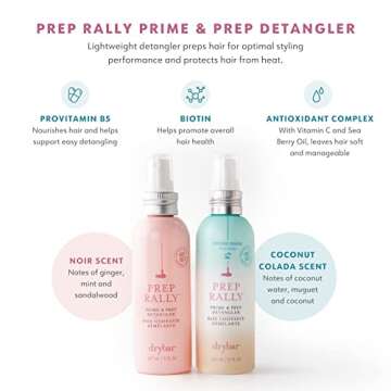 Drybar Prep Rally Prime & Prep Detangler Coconut Colada Scent - Full Size | Nourishes Hair, Detangles with Ease, Leaves Hair Soft & Manageable, Protects Hair, Cruelty Free
