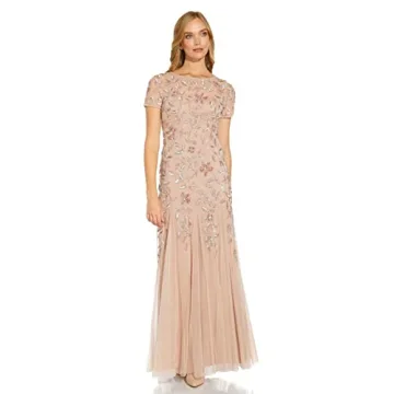 Adrianna Papell Floral Beaded Godet Gown for Women