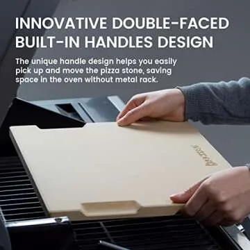 ROCKSHEAT Pizza Stone, 15"x12" Rectangular Pizza Stone for Oven Grill BBQ, Cordierite Baking Stone for Bread, Unique Built-in 4 Handles Cooking Stone