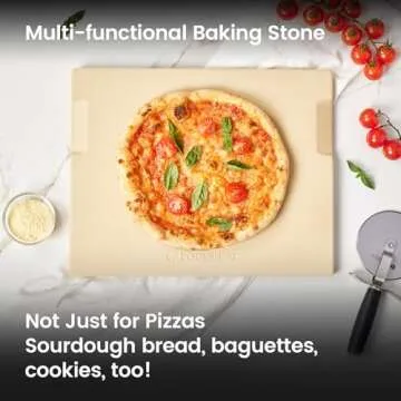 ROCKSHEAT Pizza Stone, 15"x12" Rectangular Pizza Stone for Oven Grill BBQ, Cordierite Baking Stone for Bread, Unique Built-in 4 Handles Cooking Stone