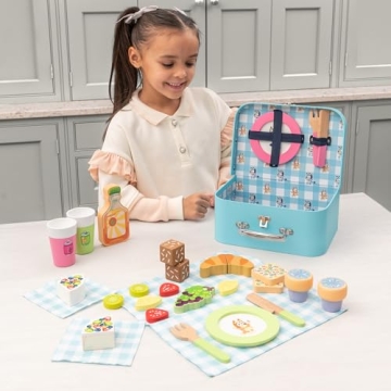 Bluey Picnic Basket Set Fun Imaginative Wooden Toy