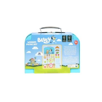 Bluey Picnic Basket Set Fun Imaginative Wooden Toy