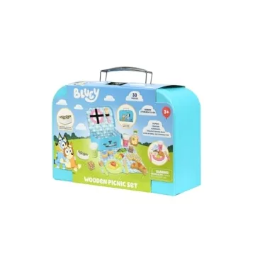 Bluey Picnic Basket Set Fun Imaginative Wooden Toy