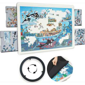 1500-Piece Rotating Puzzle Table with Storage Drawers