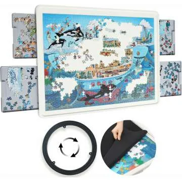 1500-Piece Rotating Puzzle Table with Storage Drawers