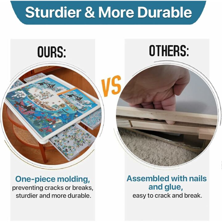 1500-Piece Rotating Puzzle Table with Storage Drawers
