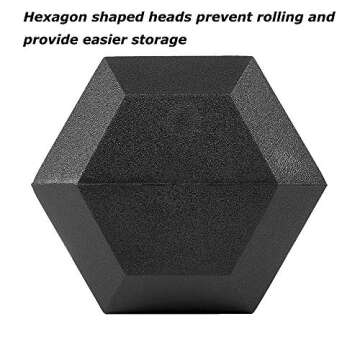 papababe Dumbbells Free Weights Dumbbells Weight Set Rubber Coated cast Iron Hex Black Dumbbell Pair (20, Pair)