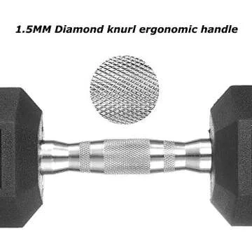 papababe Dumbbells Free Weights Dumbbells Weight Set Rubber Coated cast Iron Hex Black Dumbbell Pair (20, Pair)