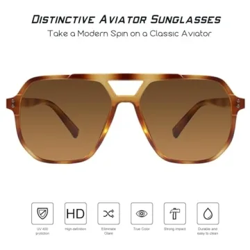 mosanana Oversized Aviator Sunglasses for Women Men Tortoise Polarized Trendy Cool Cute Funky Fashion Large Big Retro Vintage Stylish MS52243