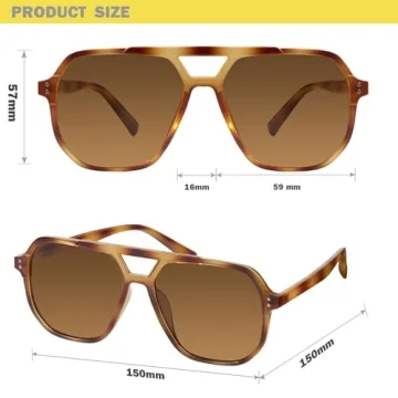 mosanana Oversized Aviator Sunglasses for Women Men Tortoise Polarized Trendy Cool Cute Funky Fashion Large Big Retro Vintage Stylish MS52243